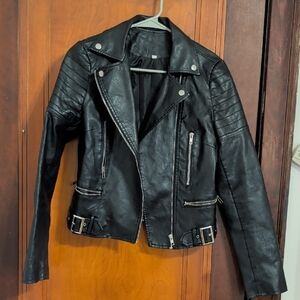 Women's Black Leather Moto Jacket